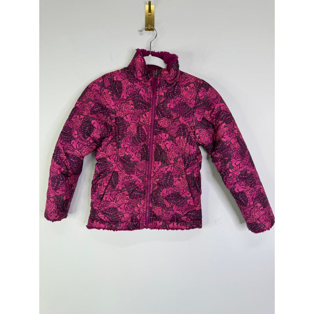 The North Face Reversible Mossbud Swirl Jacket Roxbury Pink Butterfly Camo print